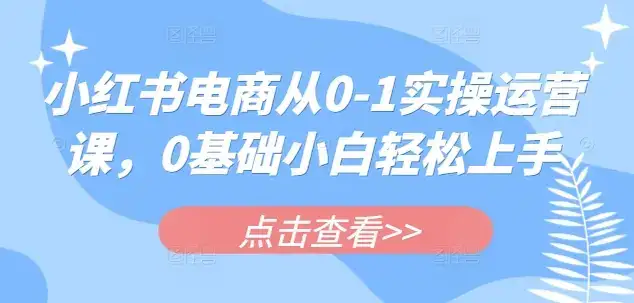 小红书电商从0-1实操运营课，0基础小白轻松上手-优优云创网