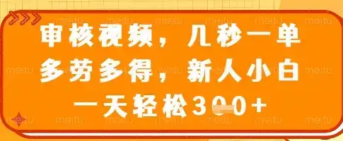 审核视频，几秒一单，多劳多得，新人小白一天轻松3张【揭秘】-优优云创网