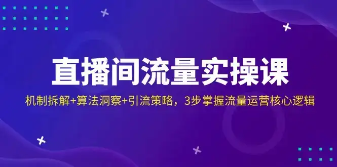 直播间流量实操课：机制拆解+算法洞察+引流策略，3步掌握流量运营核心逻辑-优优云创网