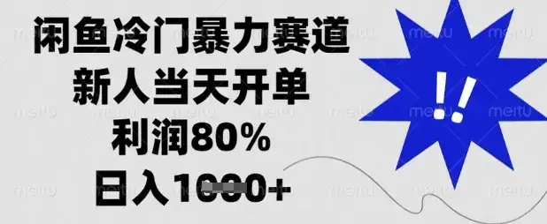 闲鱼冷门暴力赛道，新人当天开单，利润80%，日入数张【揭秘】-优优云创网