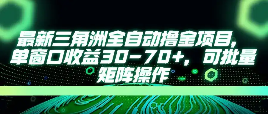 最新三角洲全自动撸金项目，单窗口收益30-70+，可批量矩阵操作-优优云创网
