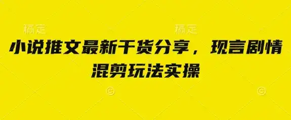 小说推文最新干货分享，现言剧情混剪玩法实操-优优云创网
