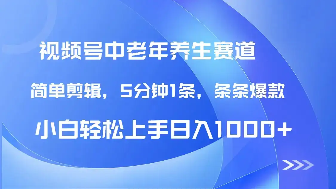 DeepSeek+既梦做视频号中老年养生赛道，条条爆款5分钟1条，轻松日入1000+-优优云创网