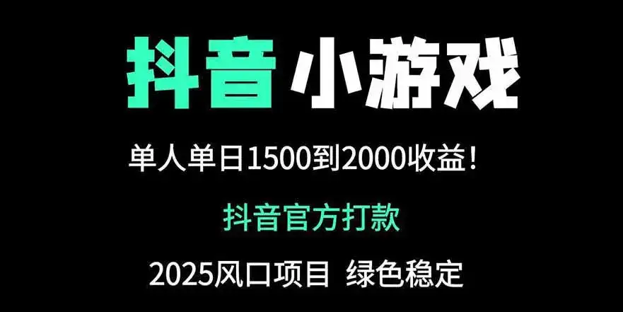 抖音官方小游戏2025全网最新玩法，暴利赚钱项目，单机日入2000+-优优云创网
