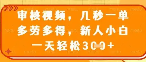 视频审核员，几秒一单，不限时间，不限地点，多做多得，新人小白一天轻松几张+【揭秘】-优优云创网