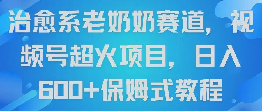 治愈系老奶奶赛道，视频号超火项目，日入600+保姆式教程-优优云创网
