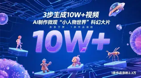 3步生成10W+视频，AI制作微观“小人物世界”科幻大片，条条万赞，1条作品涨粉2.3W-优优云创网