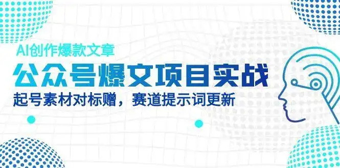 公众号爆文项目实战，AI创作爆款文章，起号素材对标赠(附赛道AI提示词-优优云创网