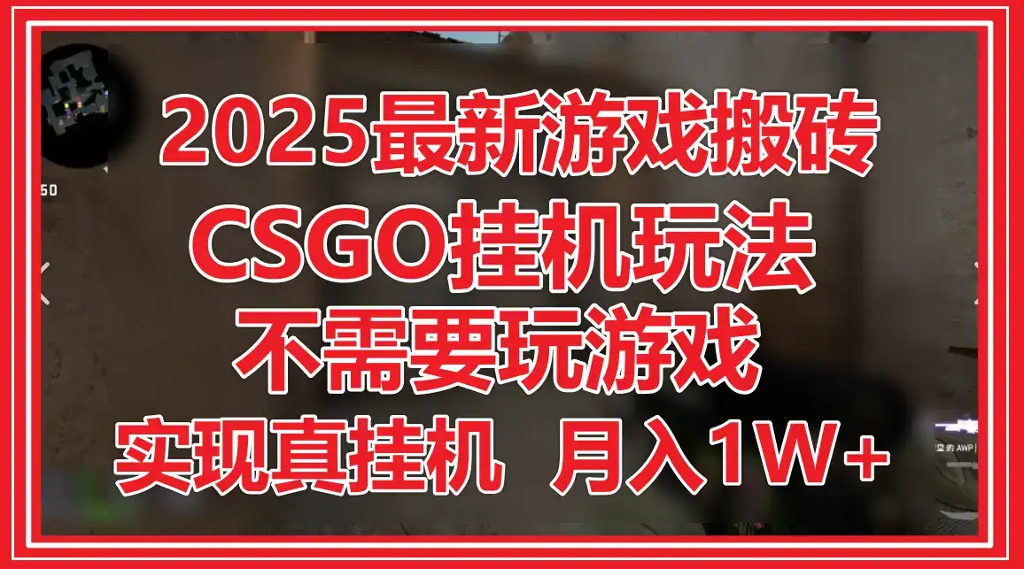 2025最新游戏搬砖，CSGO挂机，不需要玩游戏，实现真挂机，月入1W+-优优云创网