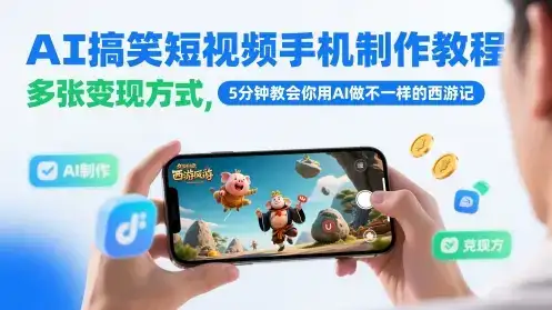 AI搞笑短视频手机制作教程，多张变现方式，5分钟教会你用AI做不一样的西游记-优优云创网