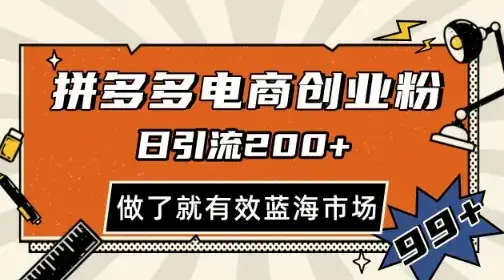 拼多多引流电商创业粉，日引200+，可矩阵放大，做了就有效【揭秘】-优优云创网