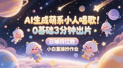 AI生成萌系小人唱歌，0基础3分钟出片，28个作品涨粉8.9W，单条最高19W赞，日入四位数，小白直接抄作业-优优云创网