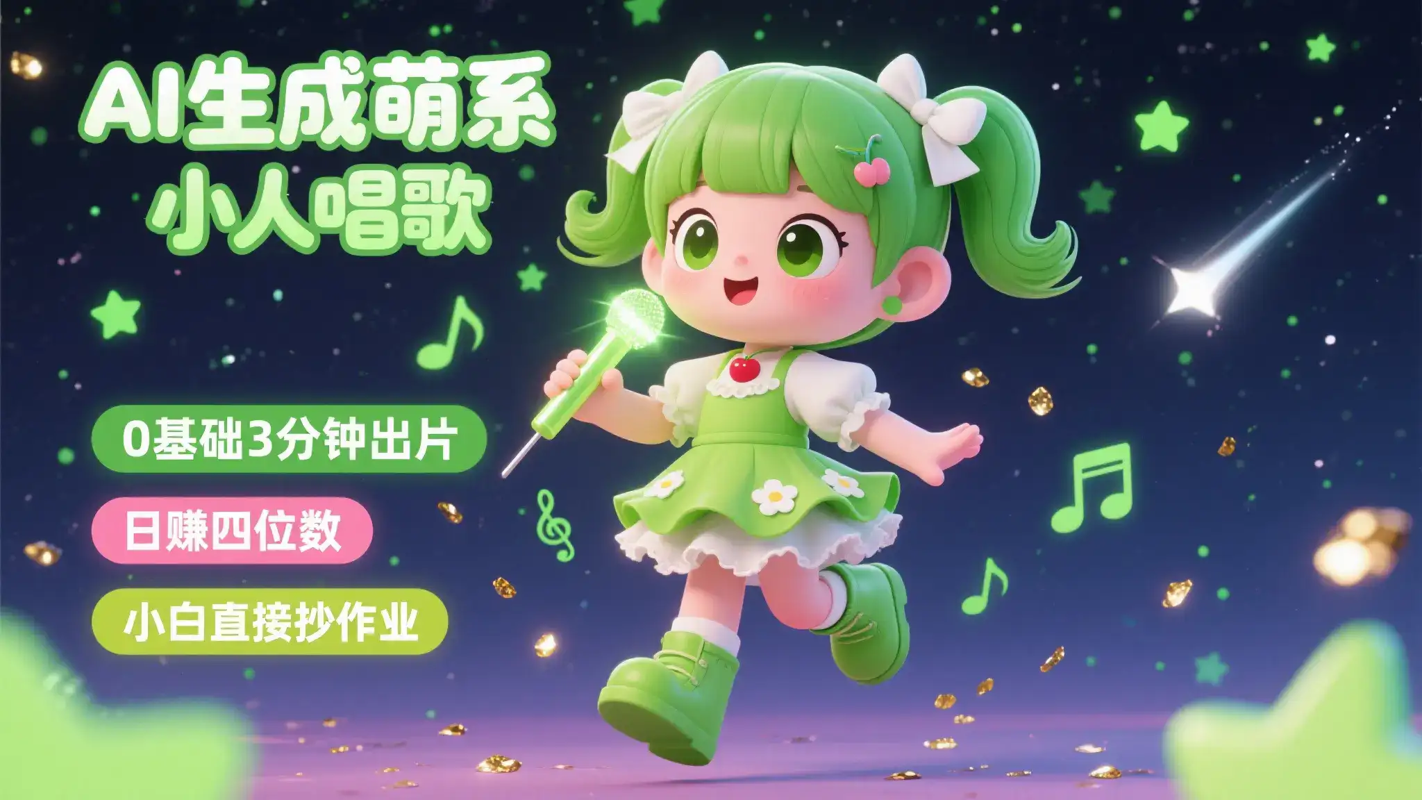 AI生成萌系小人唱歌！0基础3分钟出片，28个作品涨粉8.9万，日赚四位数，小白直接抄作业-优优云创网