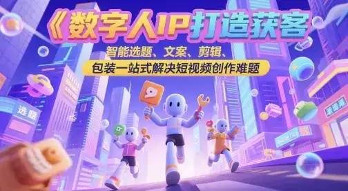 数字人IP打造获客变现实操课，智能选题、文案、剪辑、包装一站式解决短视频创作难题-优优云创网