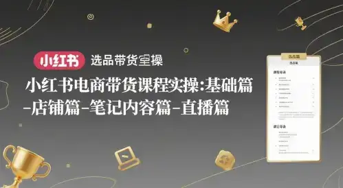 小红书电商带货课程实操：基础篇-选品篇-店铺篇-笔记内容篇-直播篇-优优云创网