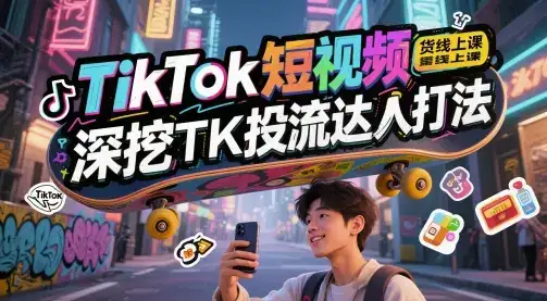 TikTok短视频带货线上课，深挖TK投流达人打法-优优云创网