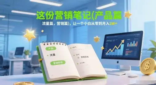 这份营销笔记(产品篇，流量篇，营销篇)，让一个小白从零到月入1W+-优优云创网