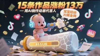 用AI制作幼崽代言人，宝宝的控诉火爆全网，15条作品涨粉13W，单号月入5位数实操教程-优优云创网