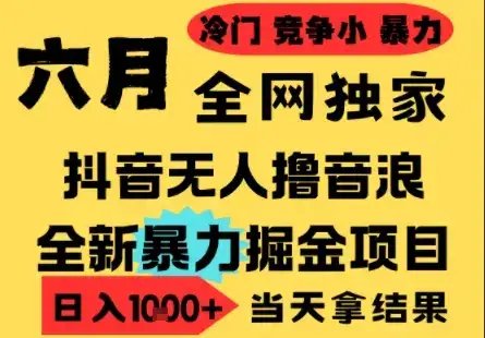 25年6月高爆抖音无人直播最新撸音浪掘金项目，小白可做，无脑日入1k+，门槛低可批量矩阵【揭秘】-优优云创网