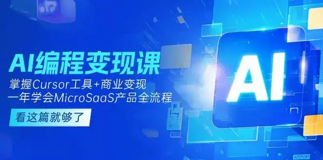 AI编程变现课：掌握Cursor工具+商业变现，一年学会MicroSaaS产品全流程-优优云创网