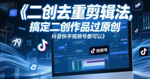 短视频二创去重剪辑法，搞定二创作品过原创，抖音快手视频号都可以-优优云创网