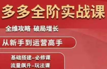 拼多多全阶实战课程，全维攻略，破局增长，从新手到运营高手-优优云创网