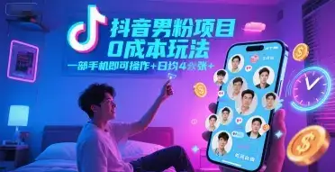 抖音男粉项目0成本玩法，一部手机即可操作，日均4张+，时间自由-优优云创网
