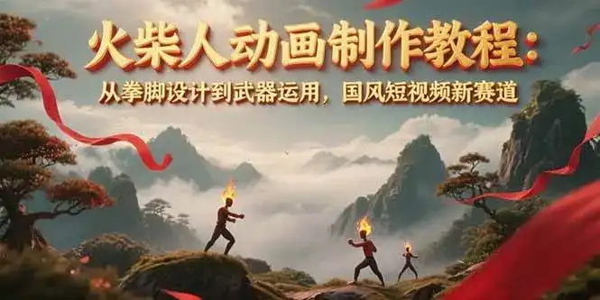 火柴人动画制作教程:从拳脚设计到武器运用,国风短视频新赛道-优优云创网