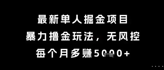 最新单人掘金项目，暴力撸金玩法，无风控，每个月多挣5k+【揭秘】-优优云创网