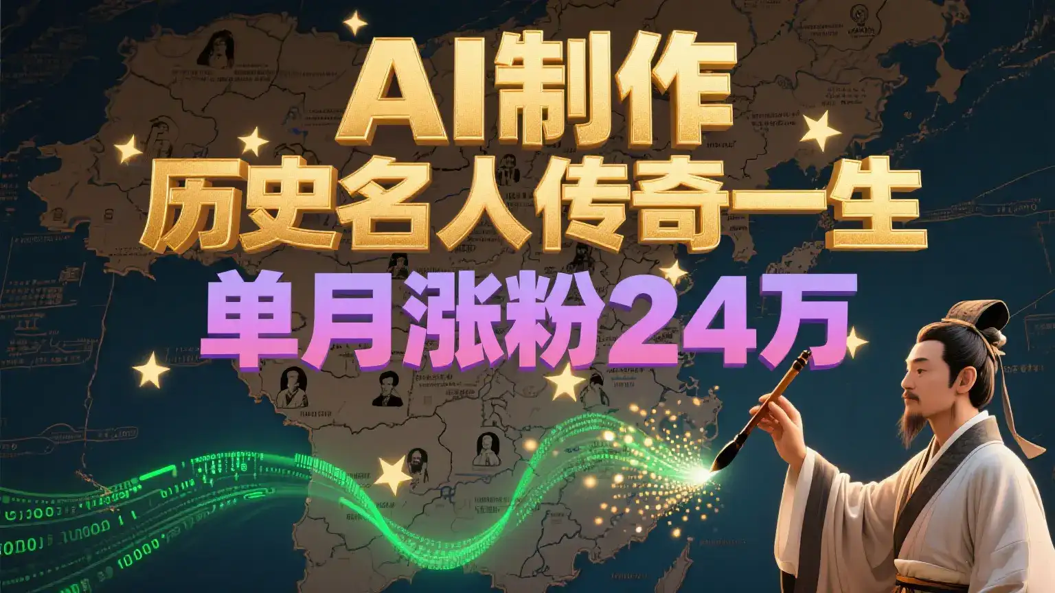 暴力起号!用AI制作历史名人传奇一生,单月涨粉24万,涨粉+变现赛道黑马来了-优优云创网