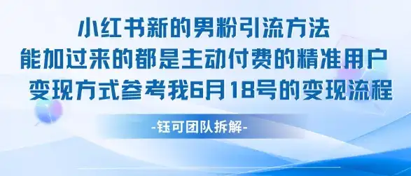 小红书全新男粉引流实操方法，日引流100多精准男粉-优优云创网