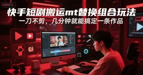 【精】快手短剧搬运mt替换组合玩法，一刀不剪，几分钟就能搞定一条作品-优优云创网