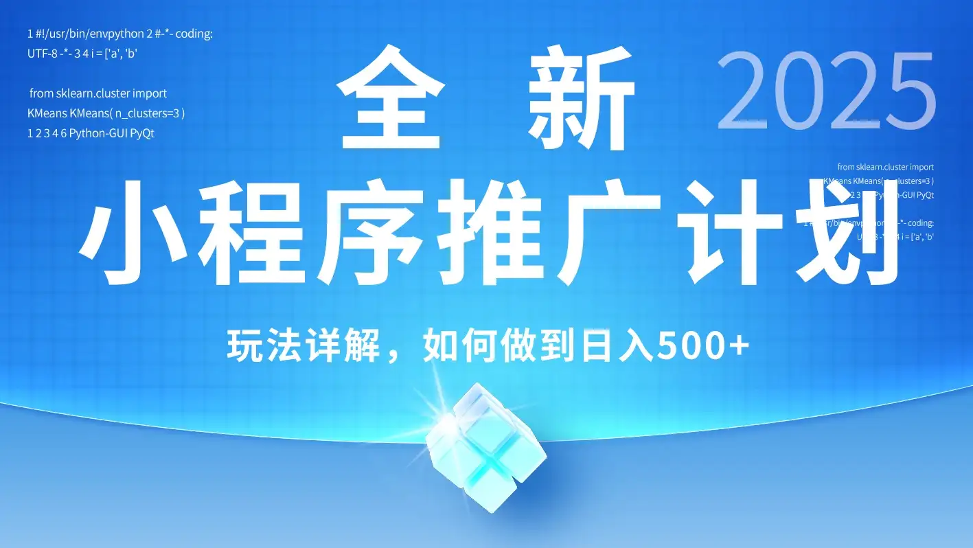 2025年最新小程序推广计划，简单操作，独家技术，日均500+-优优云创网