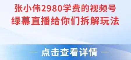 张小伟2980付费额视频号绿幕直播给你们拆解玩法-优优云创网