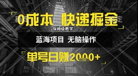 0成本快递掘金玩法，日入1k+，小白30分钟上手，收益嘎嘎猛【揭秘】-优优云创网
