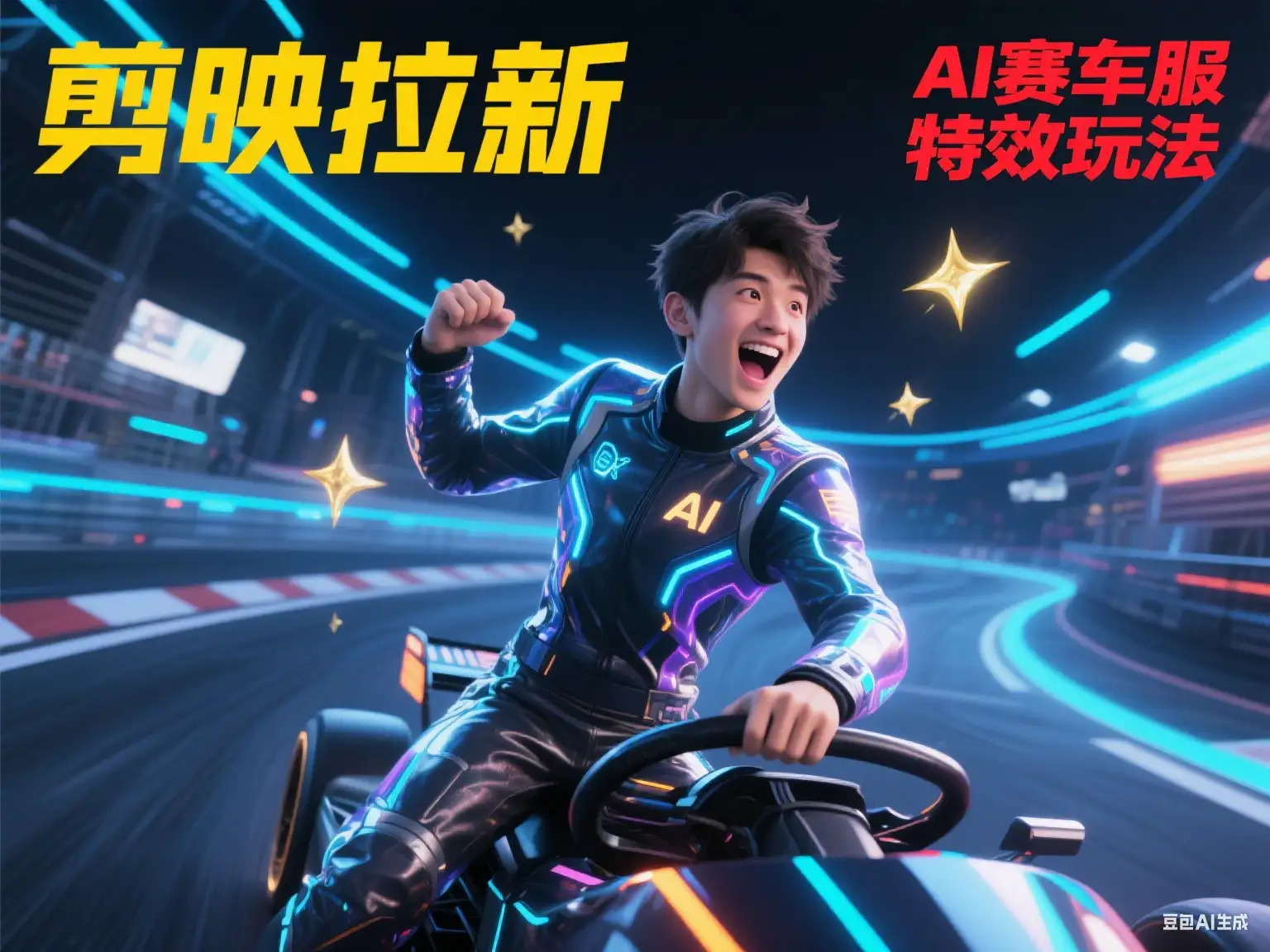剪映拉新 AI赛车服特效玩法-优优云创网
