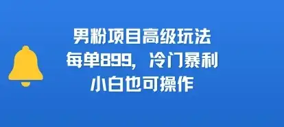 男粉项目高级玩法,每单899,冷门暴利,小白也可操作-优优云创网