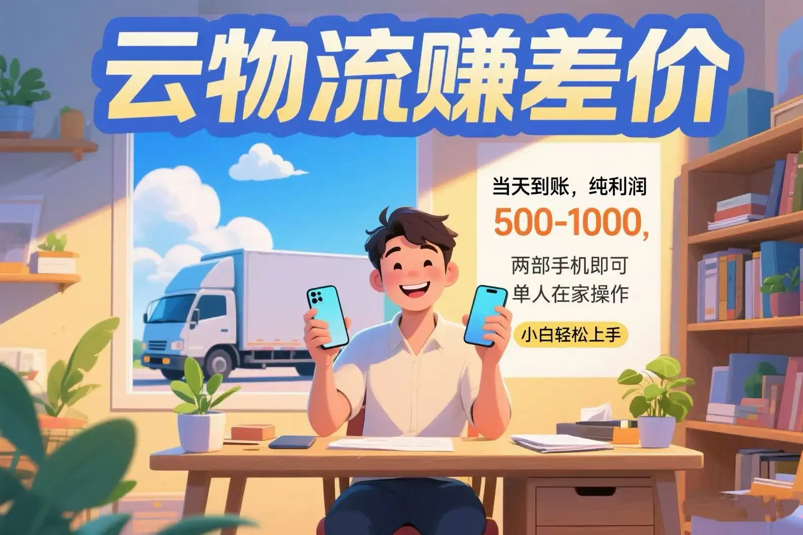 云物流赚差价 当天到账纯利润500-1000 两部手机即可 可单人在家操作 小…-优优云创网