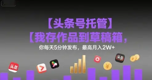 【头条号托管 】我存作品到草稿箱,你每天5分钟发布,最高月入2W+【揭秘】-优优云创网