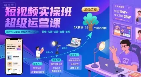 短视频实操班超级运营课,新手小白到短视频大神必修课程,剪辑-拍摄-运营-直播-变现-优优云创网