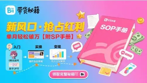 B站哔哩哔哩带货秘籍,新风口,抢占红利,单月轻松破万【附SOP手册】-优优云创网