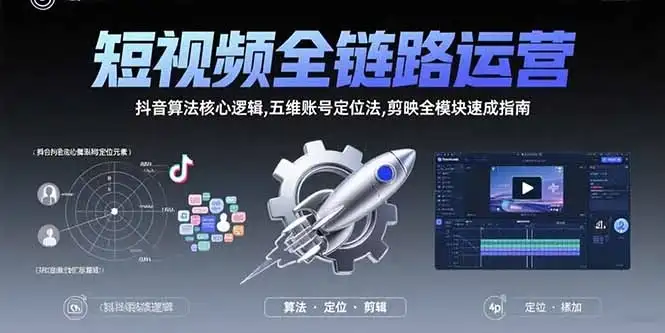 短视频全链路运营:抖音算法核心逻辑,五维账号定位法,剪映全模块速成指南-优优云创网