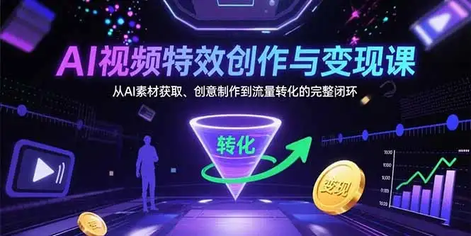 AI视频特效创作与变现课:从AI素材获取、创意制作到流量转化的完整闭环-优优云创网