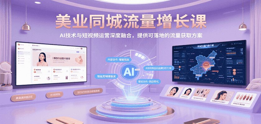 美业同城流量增长课,AI技术与短视频运营深度融合,提供可落地的流量获取方案-优优云创网