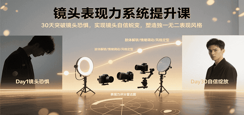 镜头表现力系统提升课,30天突破镜头恐惧实现自信蜕变,塑造独一无二表现风格-优优云创网