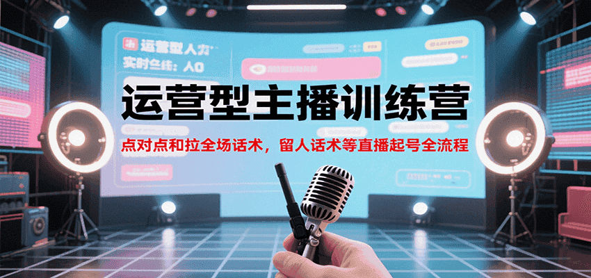 运营型主播训练营,点对点和拉全场话术,留人话术等直播起号全流程(更新7月)-优优云创网