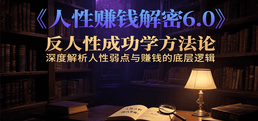 人性赚钱解密6.0,反人性成功学方法论,深度解析人性弱点与赚钱的底层逻辑-优优云创网