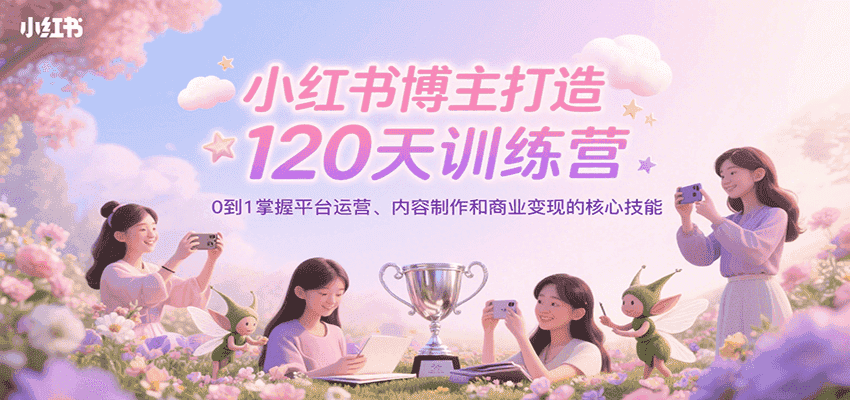 小红书博主打造120天训练营,0到1掌握平台运营、内容制作和商业变现-优优云创网