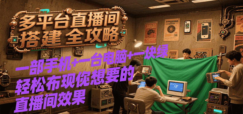 多平台直播间搭建全攻略,一部手机+一台电脑+一块绿布轻松实现你想要的直播间效果-优优云创网