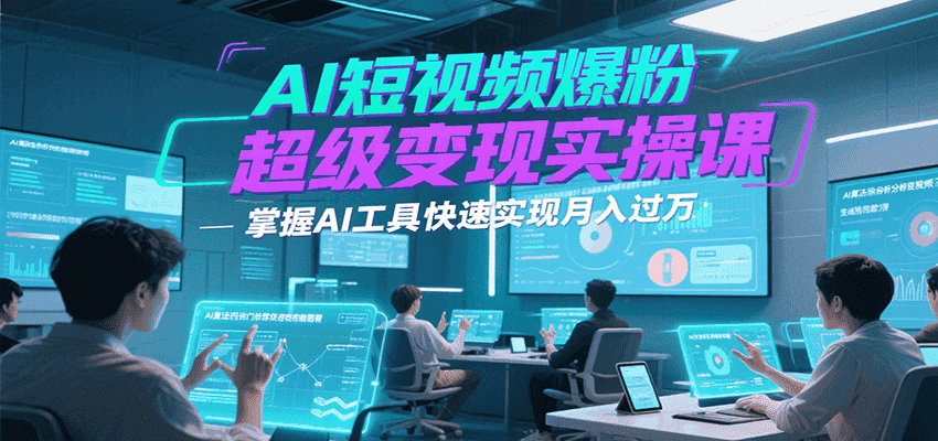 AI短视频爆粉超级变现实操课,掌握AI工具快速实现月入过万-优优云创网